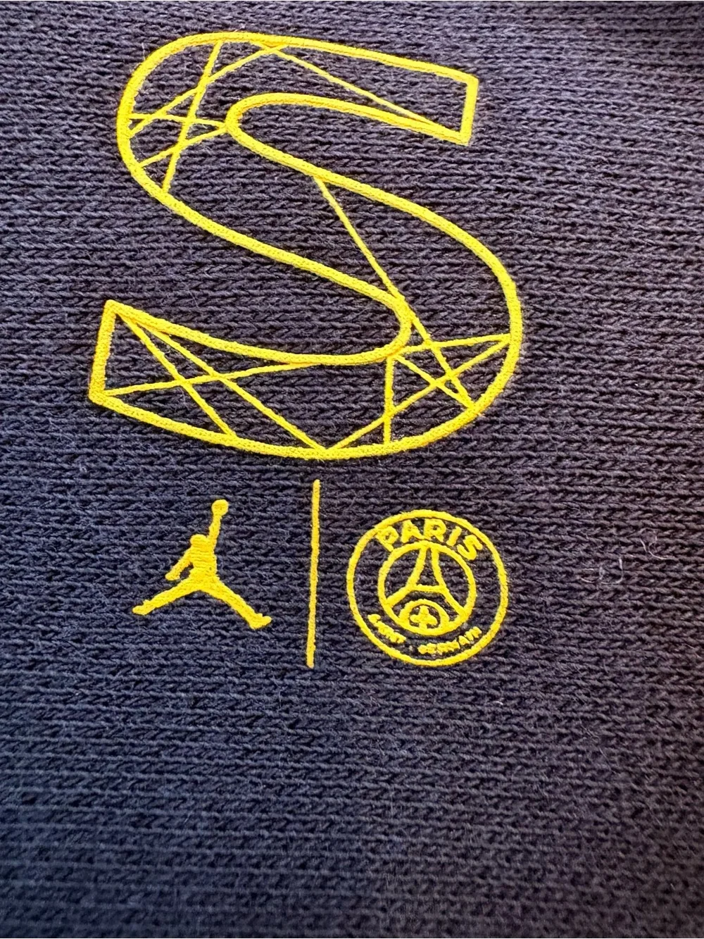 Nike Jordan PSG Sweatpants with Yellow Jumpman & Paris Script Sz L DV0621-010